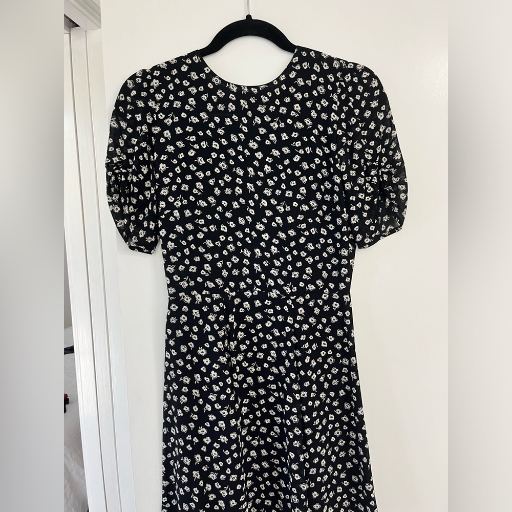Reformation floral black 3/4 sleeve mini dress